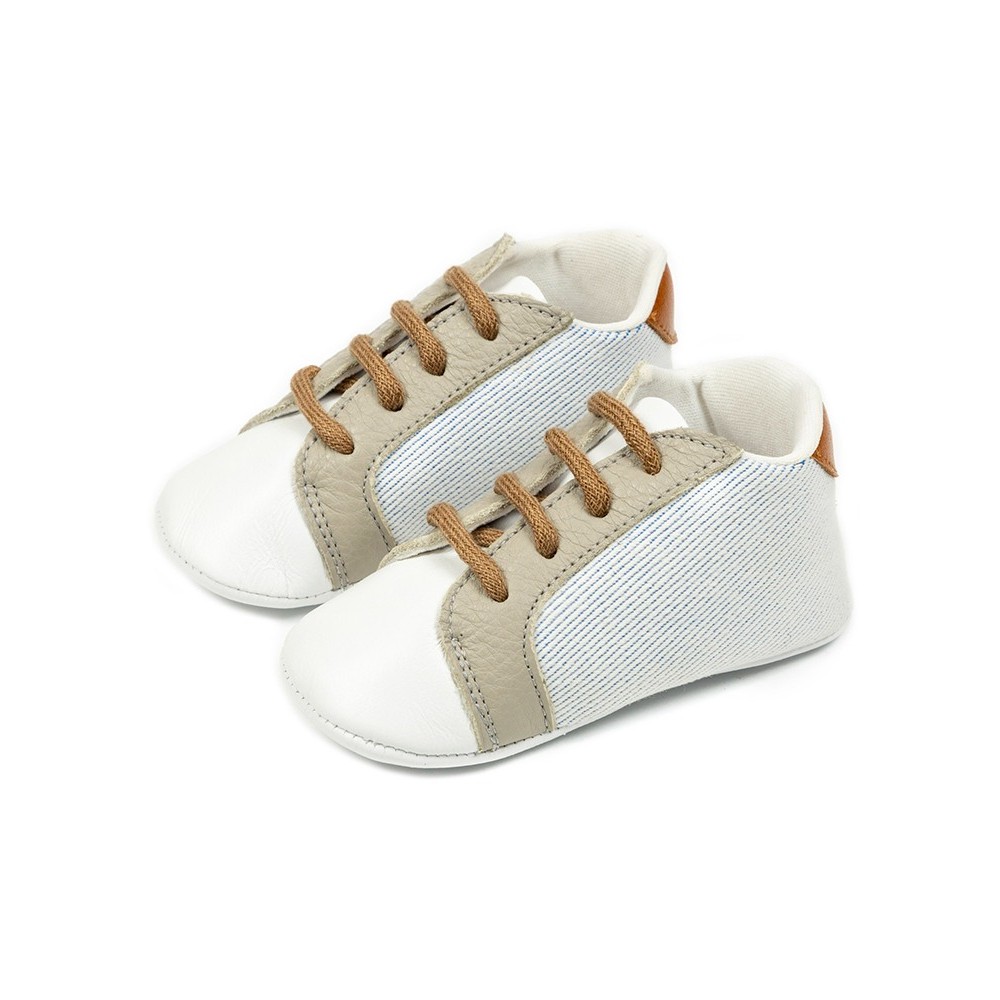 Παπούτσια Babywalker γκρι λευκό ταμπά για Αγόρι - 1106-1