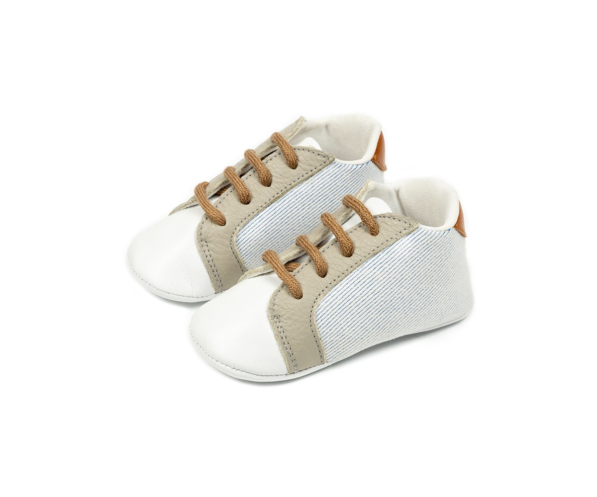 Παπούτσια Babywalker γκρι λευκό ταμπά για Αγόρι - 1106-1