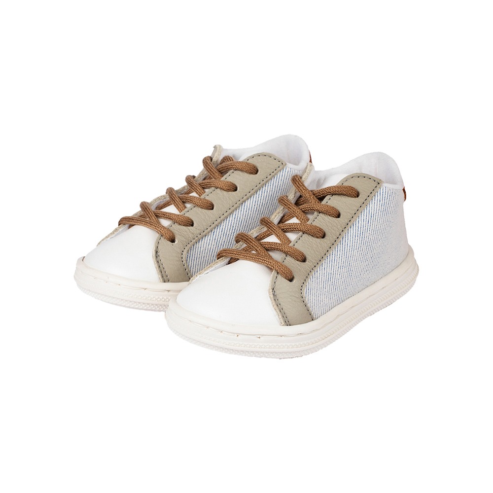 Παπούτσια Babywalker λευκό γκρι ταμπά για Αγόρι 3039-1