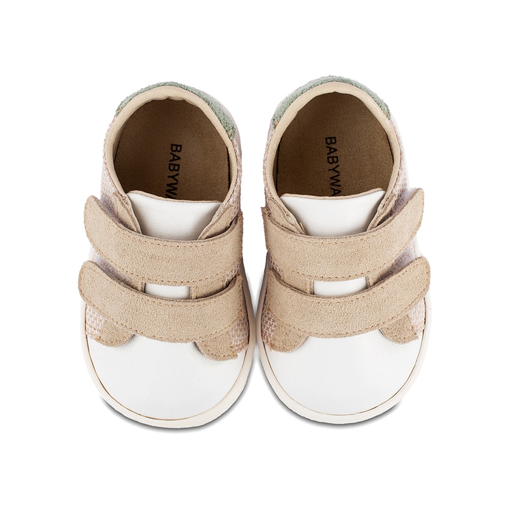 Παπούτσια Babywalker λευκό μπεζ μέντα για Αγόρι 2104