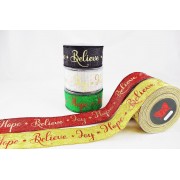 Κορδέλα πολυεστέρας Believe Joy Hope ασημί 5 cm X 9 m