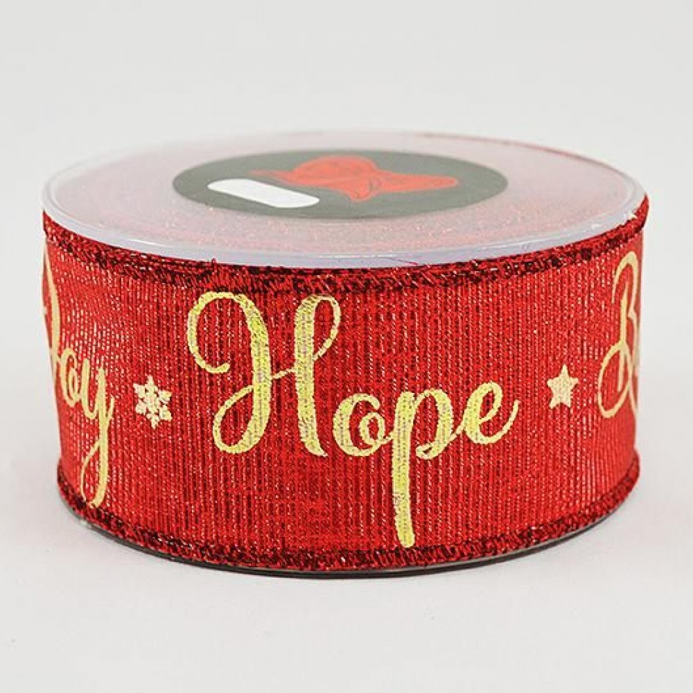 Κορδέλα πολυεστέρας Believe Joy Hope κόκκινη 5 cm X 9 m