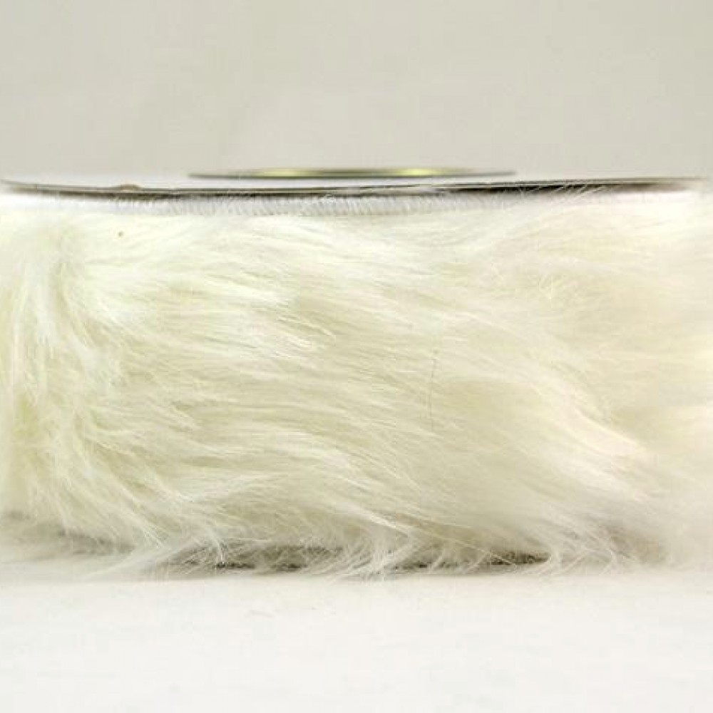 Κορδέλα γουνάκι λευκό 4.3cm X 4.5m
