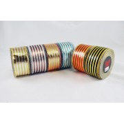 Κορδέλα λονέτα Foil Stripes χρυσή-κόκκινη 5.5 cm X 9 m