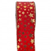 Κορδέλα βελούδο Holland Velvet Foil Stars κόκκινη 9 m