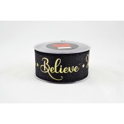 Κορδέλα πολυεστέρας Believe Joy Hope μαύρη 5 cm X 9 m