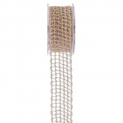 Κορδέλα curly metalic net ροζ-χρυσή 3.8 cm X 4.5 m