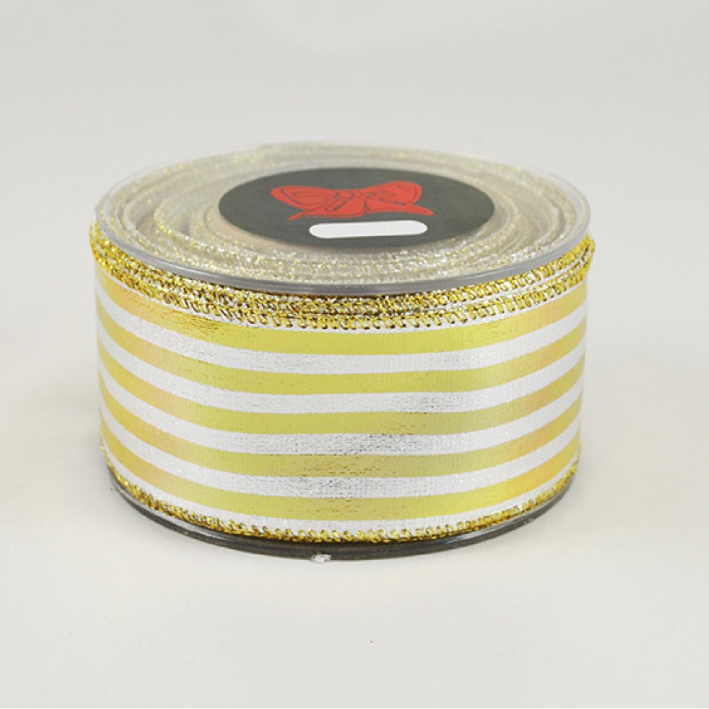 Κορδέλα λονέτα Foil Stripes ασημί-χρυσή 5.5 cm X 9 m