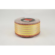 Κορδέλα λονέτα Foil Stripes χρυσή-κόκκινη 5.5 cm X 9 m