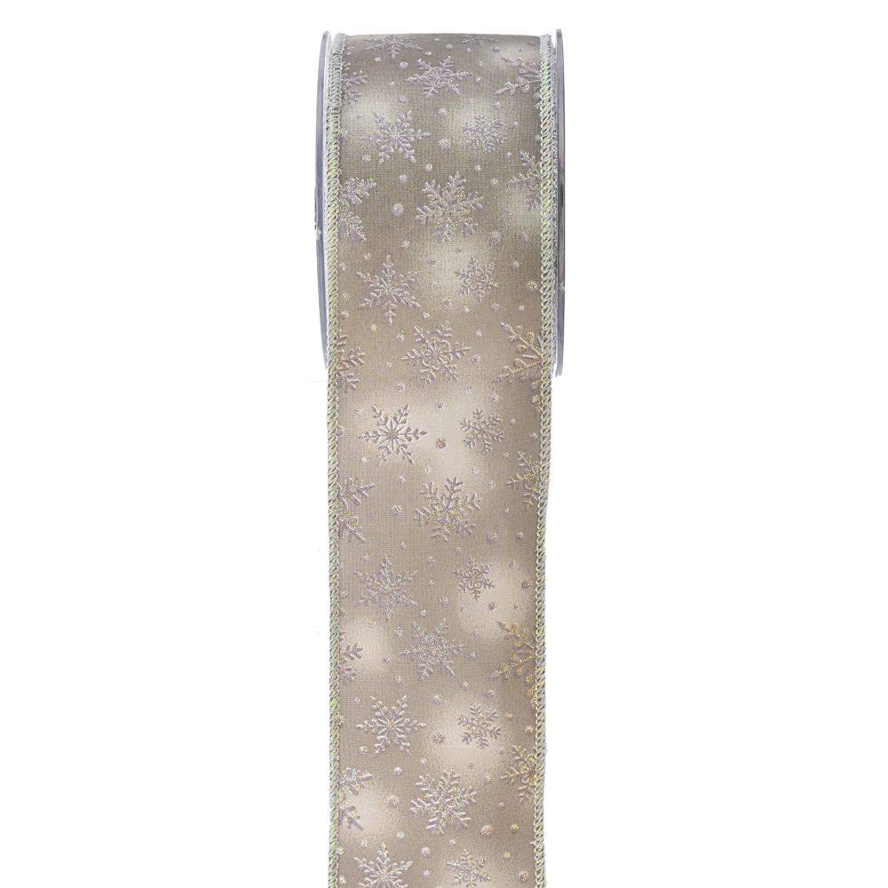 Κορδέλα πολυεστέρας-glitter ασημί 7 cm X 9 m