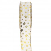 Κορδέλα βελούδο Holland Velvet Foil Stars λευκή 9 m