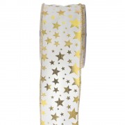 Κορδέλα βελούδο Holland Velvet Foil Stars λευκή 9 m