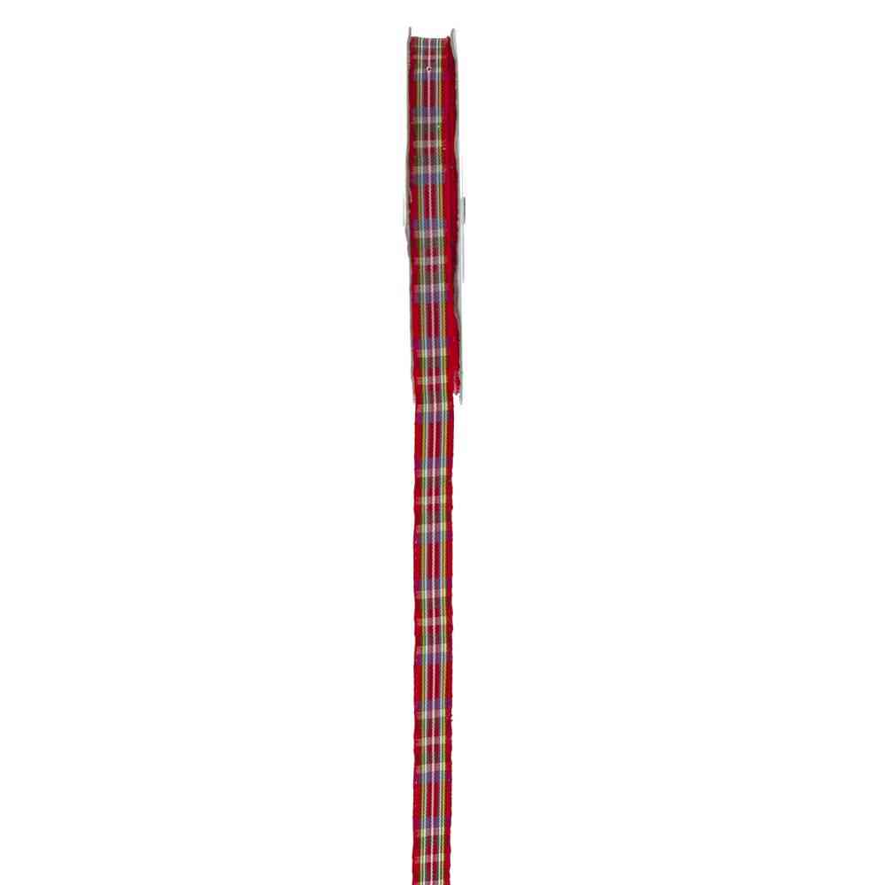 Κορδέλα πολυεστέρας καρό κόκκινο 1 cm X 23 m