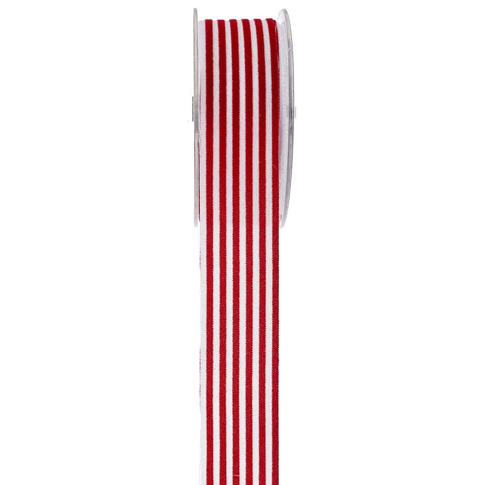 Κορδέλα βελούδο Orlando λευκή-κόκκινη 9 m