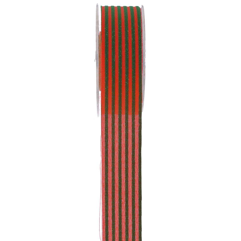 Κορδέλα βελούδο Orlando πράσινη-κόκκινη 9 m