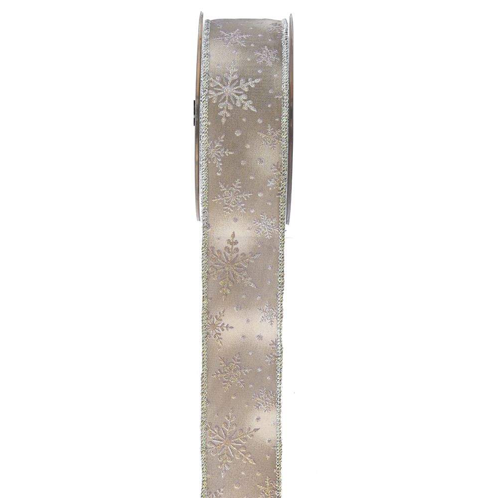 Κορδέλα πολυεστέρας-glitter ασημί 4.3 cm X 9 m
