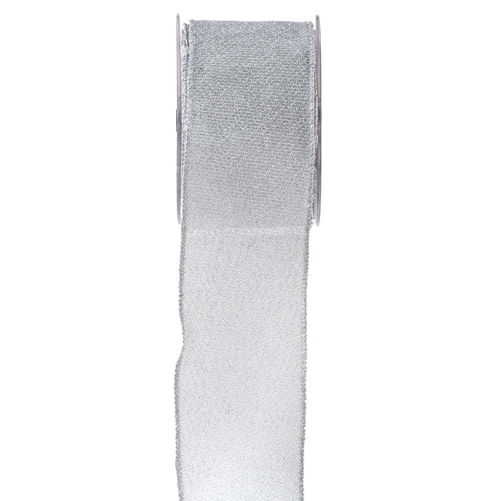 Κορδέλα πολυεστέρας-μεταλλιζέ ασημί 7 cm X 9 m