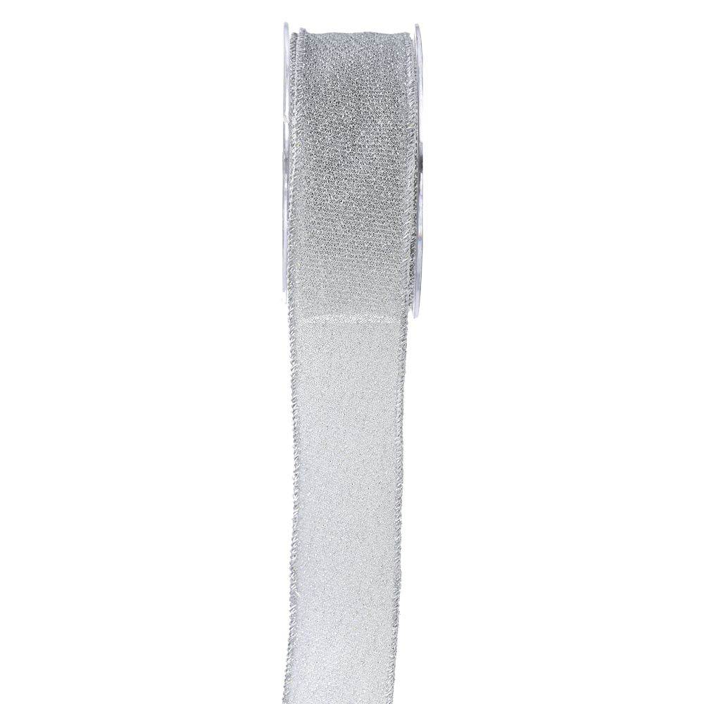 Κορδέλα πολυεστέρας-μεταλλιζέ ασημί 4.3 cm X 9 m