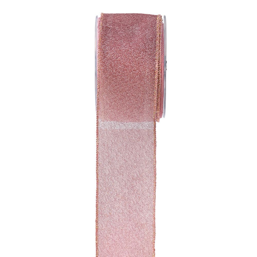 Κορδέλα πολυεστέρας-μεταλλιζέ ροζ 7 cm X 9 m
