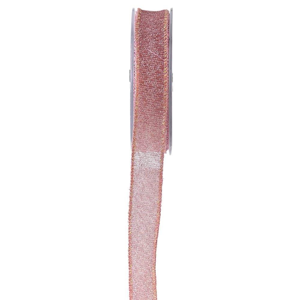 Κορδέλα πολυεστέρας-μεταλλιζέ ροζ 2.3 cm X 9 m