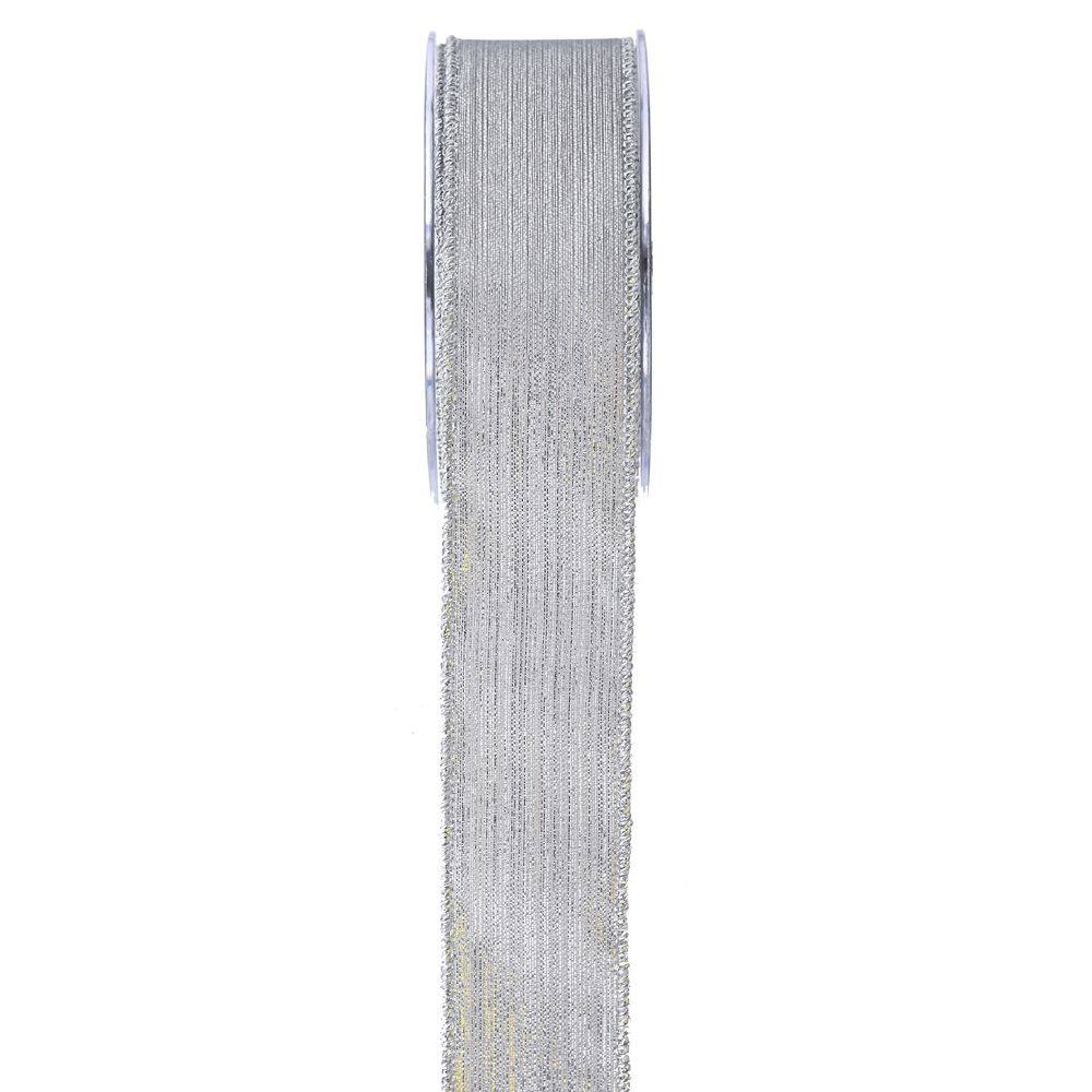 Κορδέλα πολυεστέρας-μεταλλιζέ ασημί 4.3 cm X 9 m