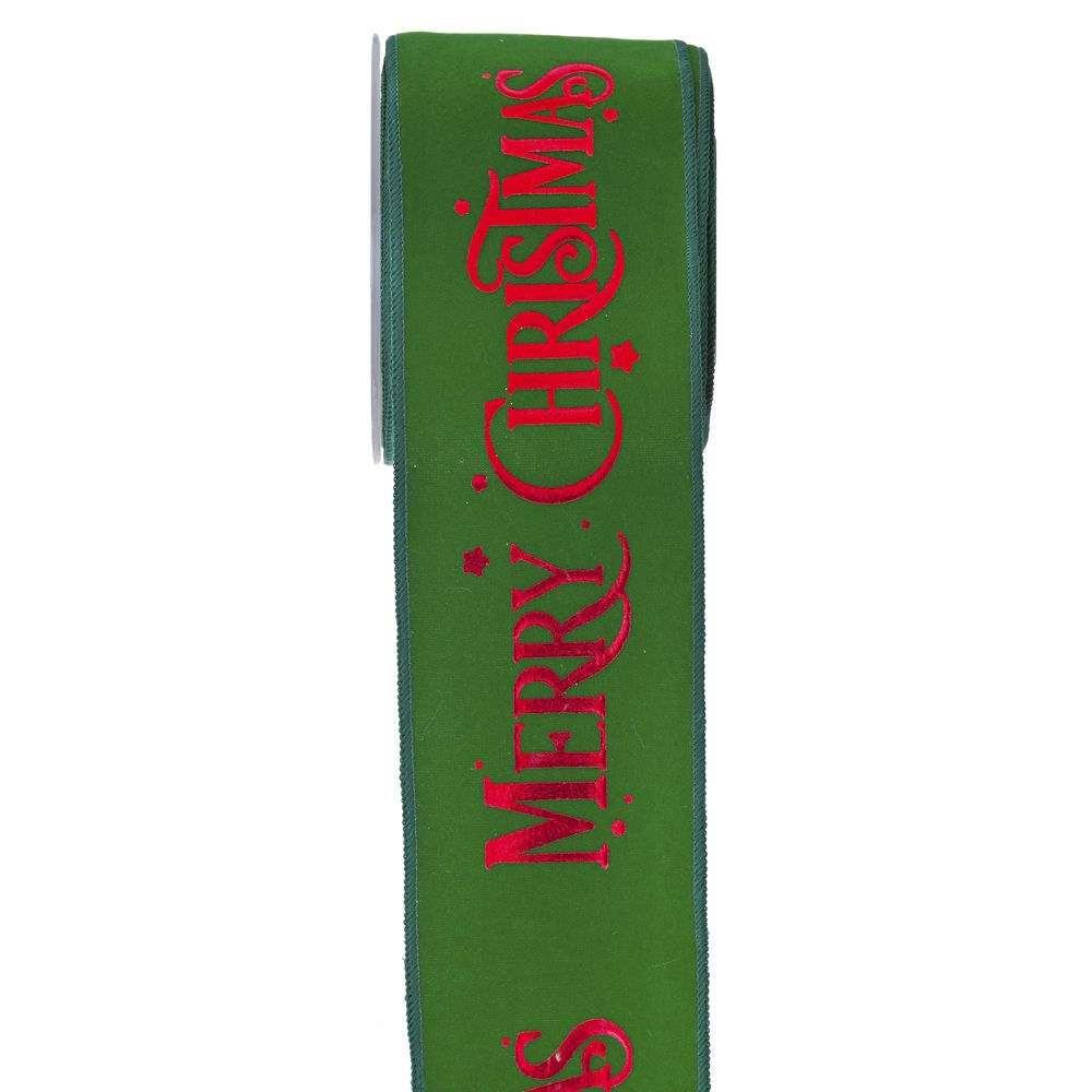 Κορδέλα βελούδο κόκκινο-πράσινο 8 cm X 9 m