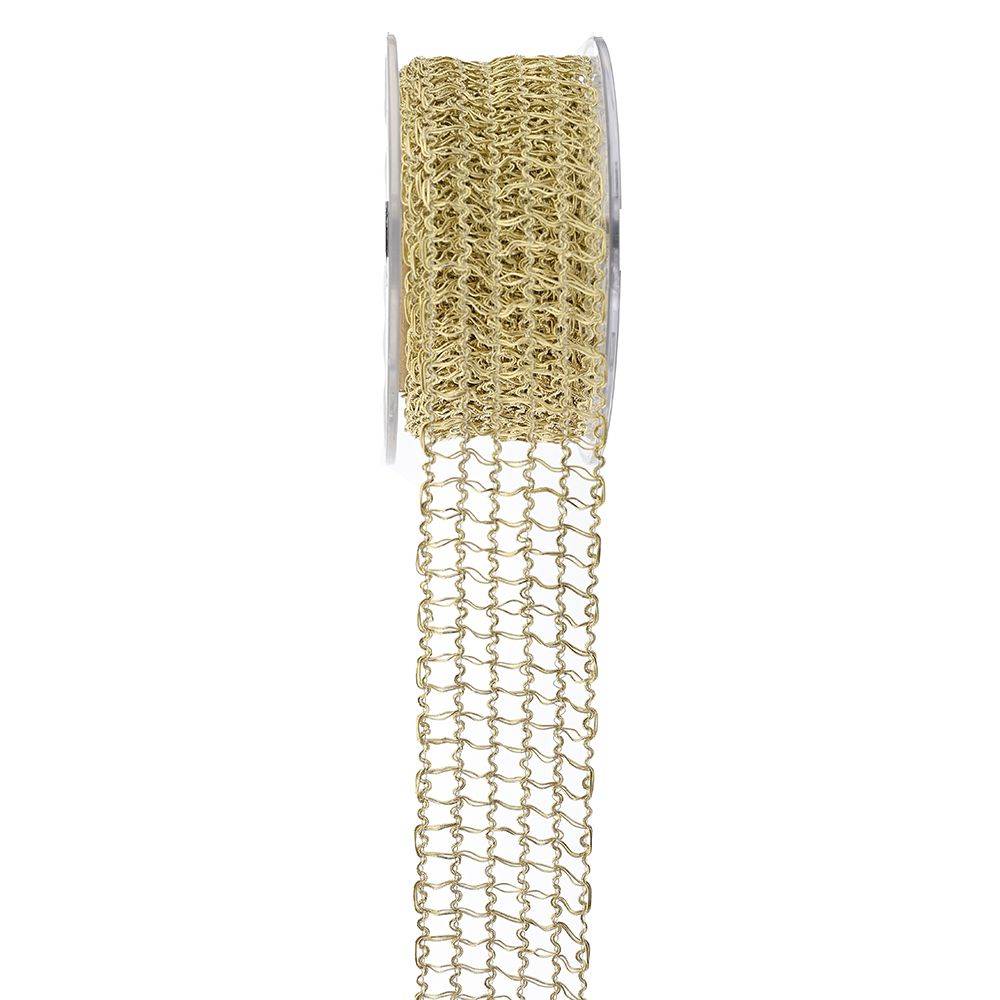 Κορδέλα curly metalic net χρυσή 3.8 cm X 4.5 m