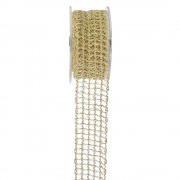 Κορδέλα curly metalic net χρυσή 3.8 cm X 4.5 m