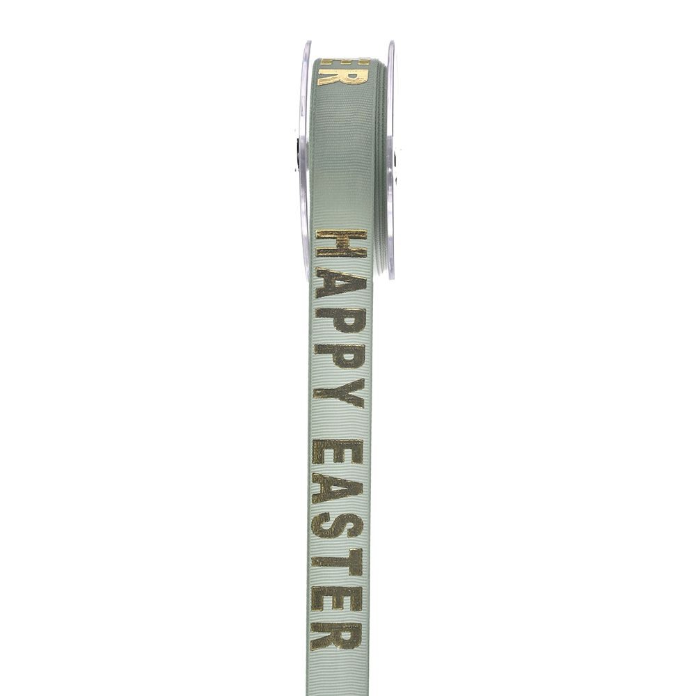 Κορδέλα πολυεστέρας Happy Easter βεραμάν 2.3 cm X 9 m