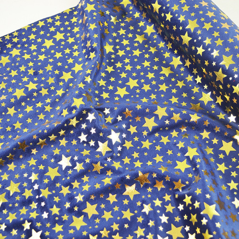 Ύφασμα βελούδο Holland Stars μπλε 50 cm X 3 m