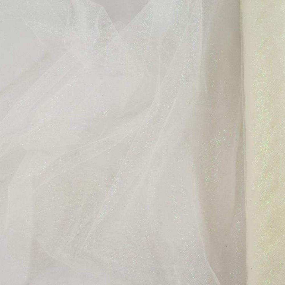 Ύφασμα τούλι διάσπαρτο στρας ιβουάρ 9 m