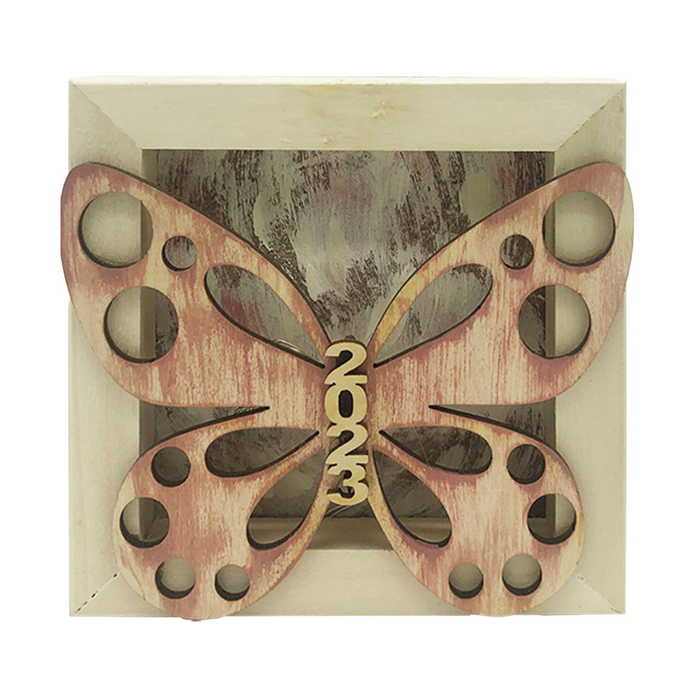Γούρι επιτοίχιο φωτιζόμενο καδράκι - Πεταλούδα ροζ 15x3.5x12