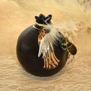 Γούρι Ρόδι κεραμικό μαύρο με μάτι μεγάλο 12x9.5