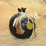 Γούρι Ρόδι κεραμικό μαύρο με μάτι μεγάλο 12x9.5