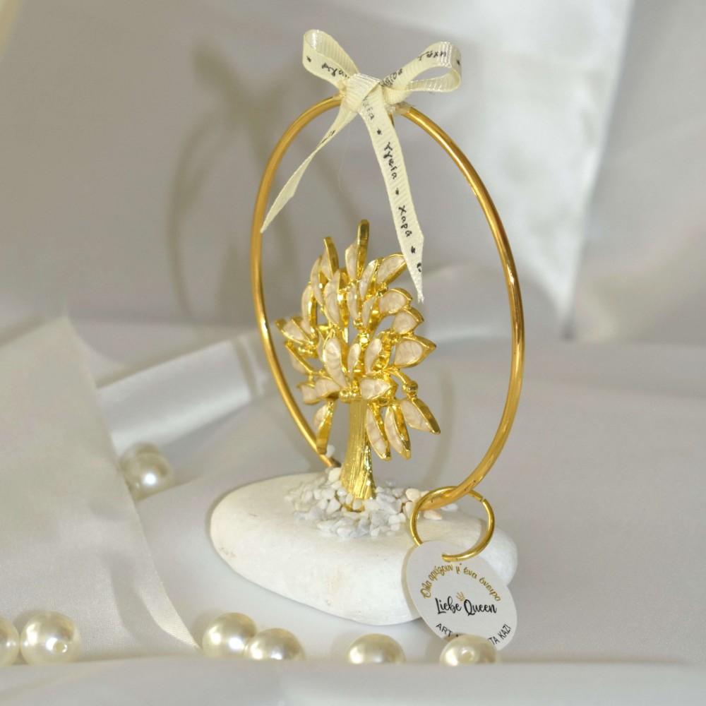 Γούρι δέντρο ζωής με κρίκο σε βότσαλο