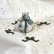 Γούρι Ρόδι κεραμικό μικρό αρωματικό ξύλινο φιογκάκι πράσινο