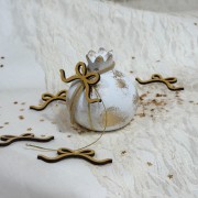 Γούρι Ρόδι κεραμικό μικρό αρωματικό ξύλινο φιογκάκι χρυσό