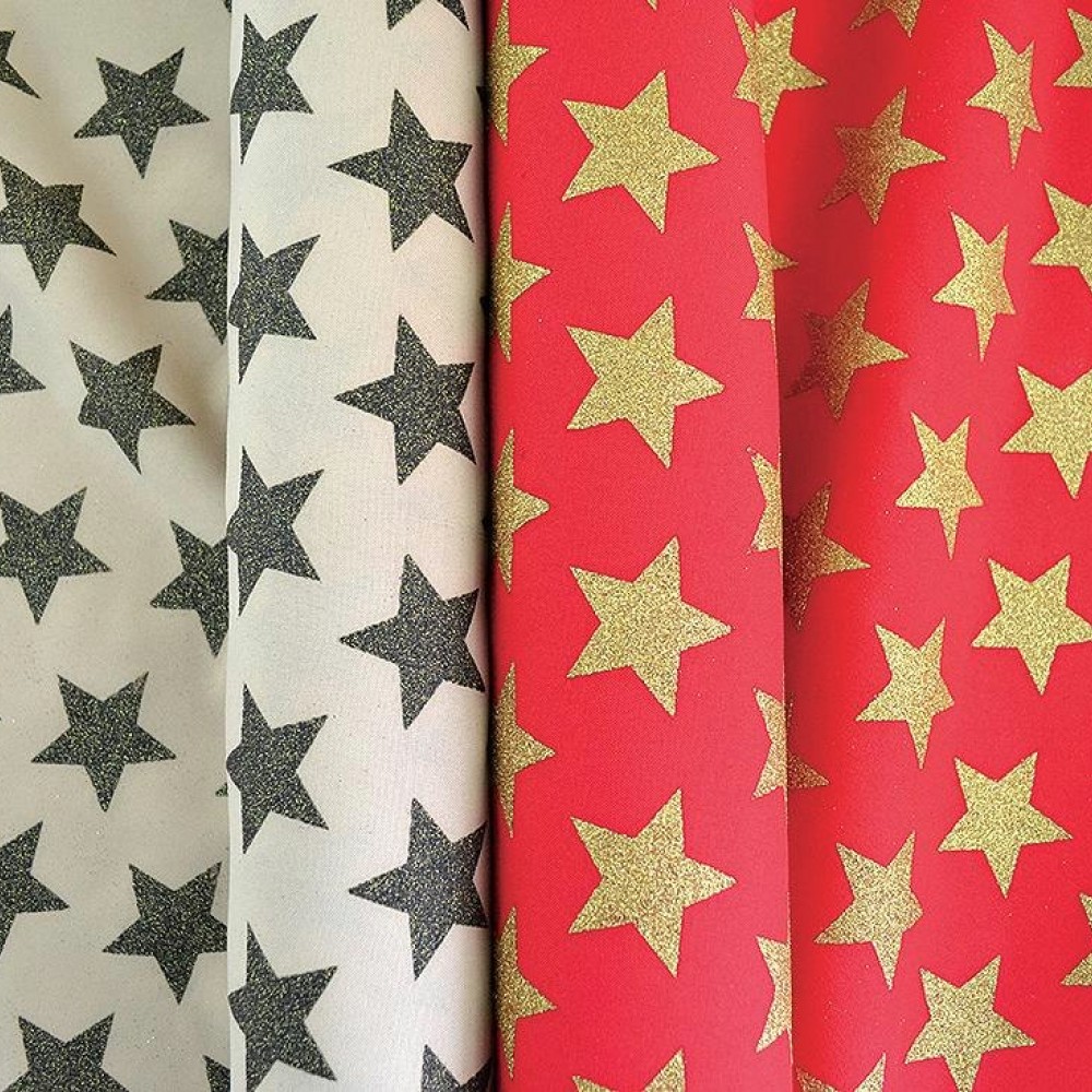 Ύφασμα Minimat Glitter Star κόκκινο 48 cm x 5 m