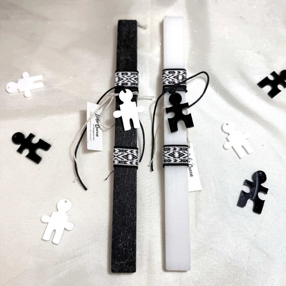 Λαμπάδες λευκό-γκρι για ζευγάρι κομμάτια παζλ