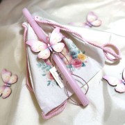 Λαμπάδα αρωματική ροζ με πεταλούδα και σακίδιο