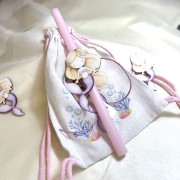 Λαμπάδα αρωματική ροζ με γοργόνα και σακίδιο