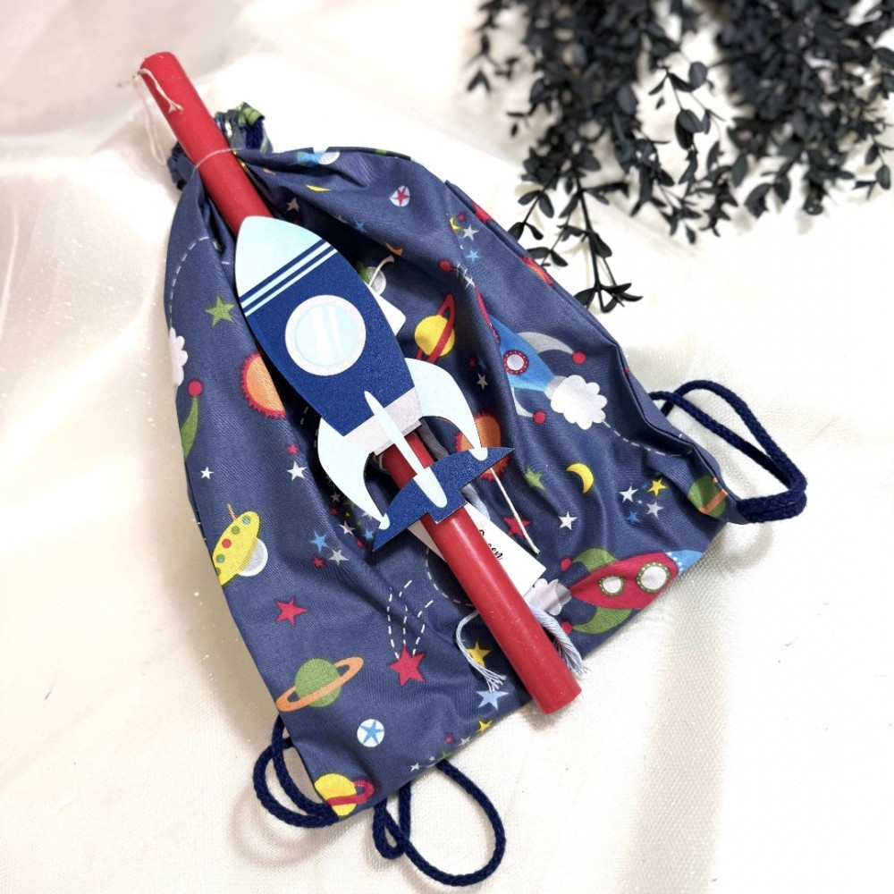 Λαμπάδα αρωματική κόκκινη με πύραυλο και σακίδιο