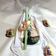 Λαμπάδα αρωματική πράσινη με τον Μικρό Πρίγκιππα και σακίδιο