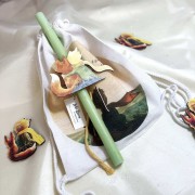 Λαμπάδα αρωματική πράσινη με τον Μικρό Πρίγκιππα και σακίδιο