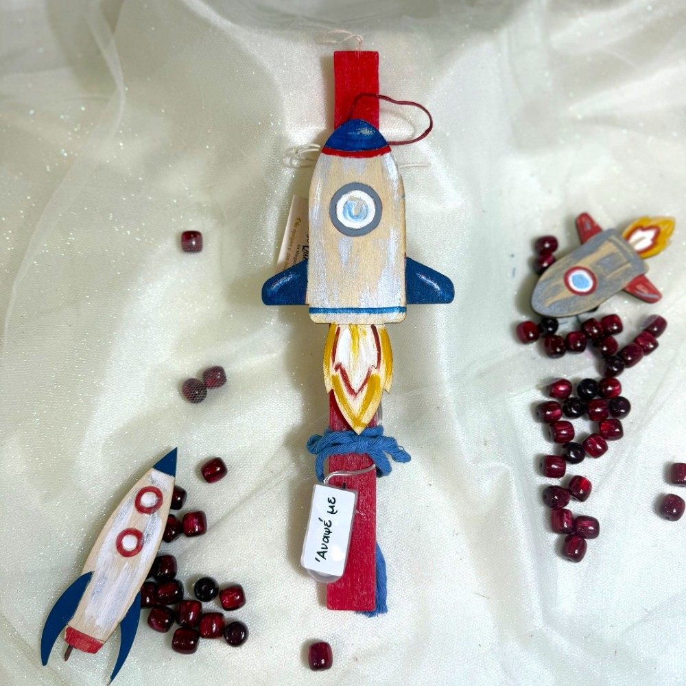 Λαμπάδα αρωματική ξύλινο διαστημόπλοιο φωτιζόμενη