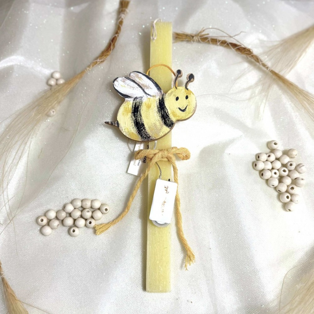 Λαμπάδα αρωματική ξύλινη φωτιζόμενη μελισσούλα