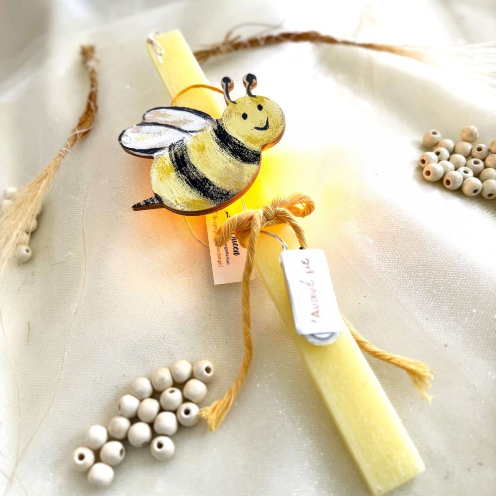 Λαμπάδα αρωματική ξύλινη φωτιζόμενη μελισσούλα