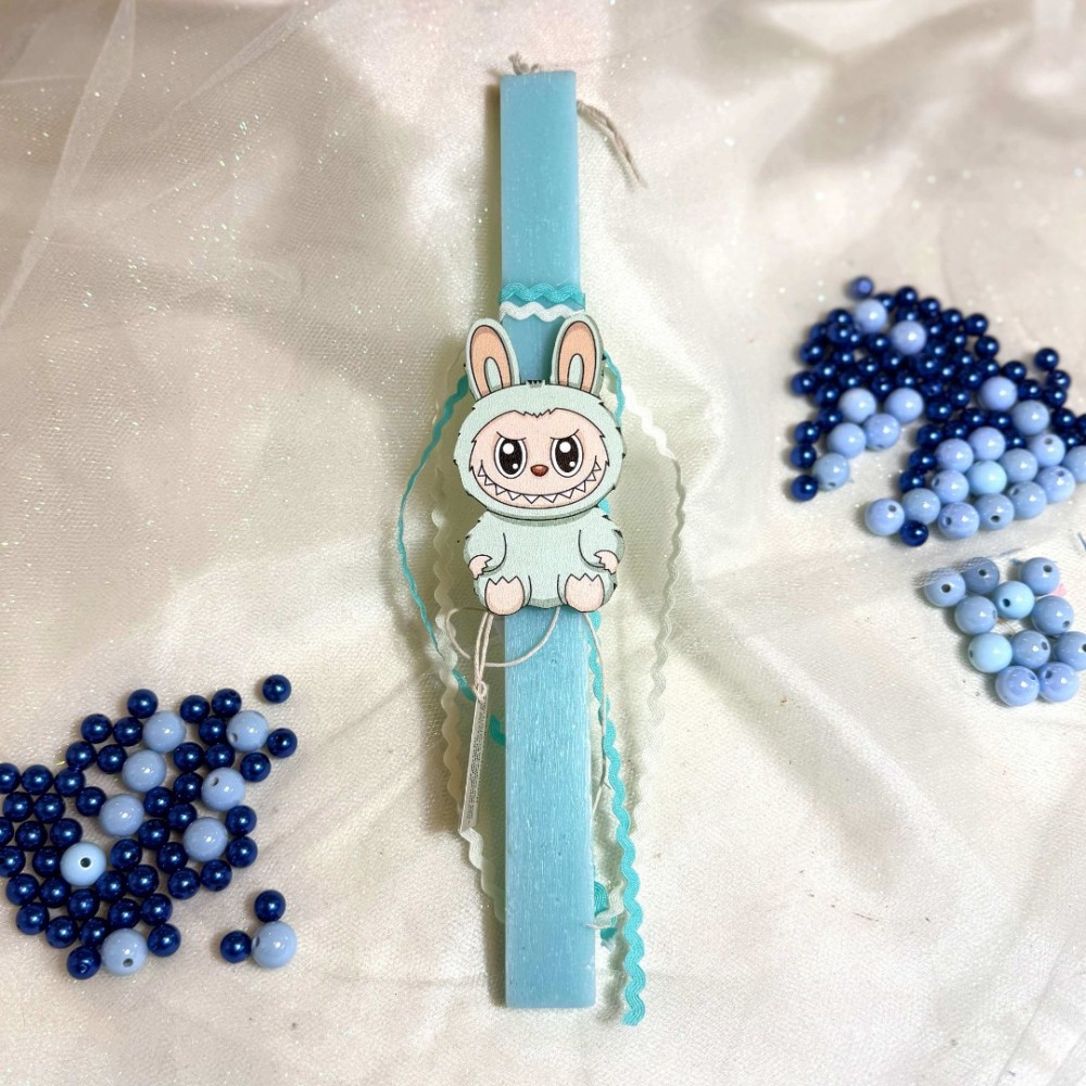 Λαμπάδα αρωματική αρκουδάκι Labubu γαλάζια