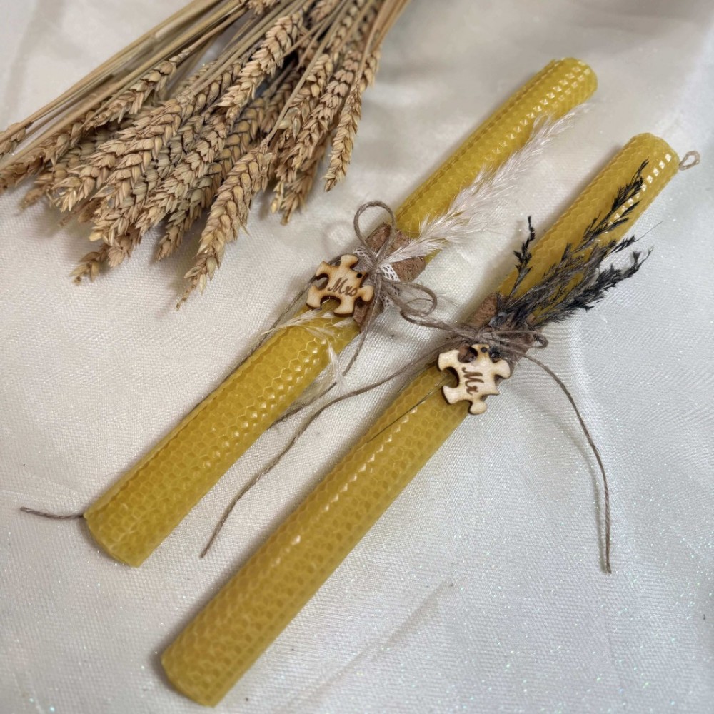 Λαμπάδες για ζευγάρι από μελισσοκέρι παζλ