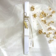 Λαμπάδα αρωματική λευκή με φύλλα ελιάς